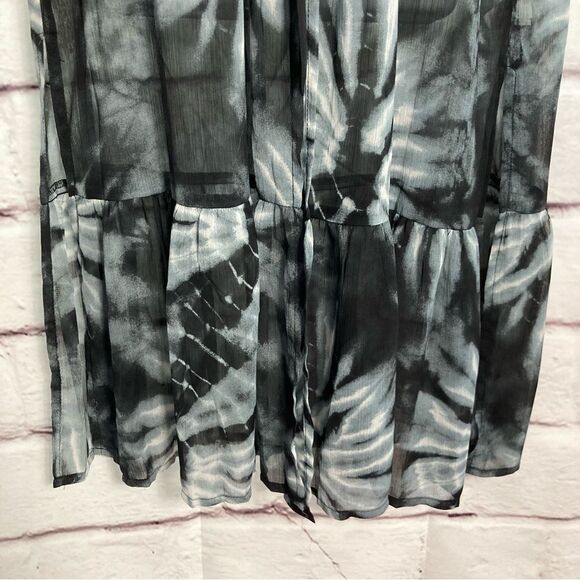 No Boundaries Cover Up SZ S Black Gray Tie Dye Kimono Waist New Swim Beach Sheer - Picture 9 of 10
